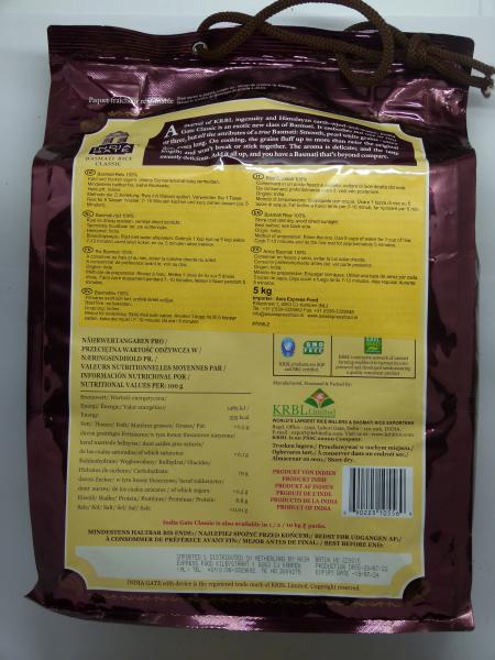 India Gate Basmati Rice Classic, Nettogewicht 5kg